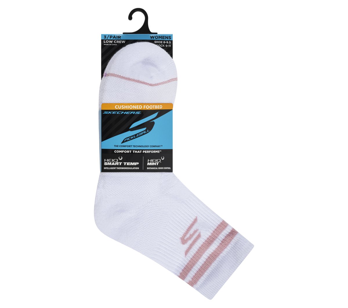 3 Pack Women's Performance Pickleball Varsity Stripe Low Crew Socks - Image 2
